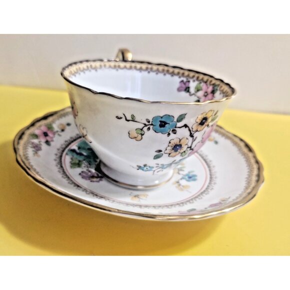 Crown Staffordshire Hand Painted Tea Cup & Saucer Set Patt.# 15308 1930's - Picture 4 of 11